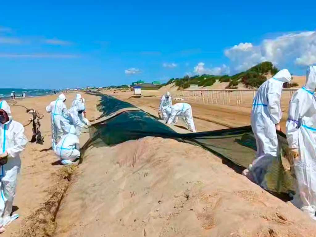 На пляжах Анапы начали демонтаж защитного вала